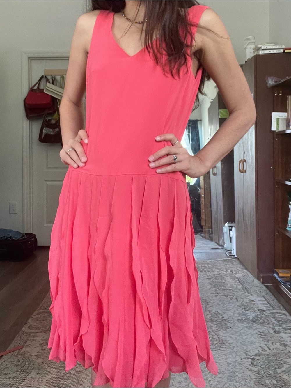 Rickie Freeman for Teri Jon Coral Silk Dress
